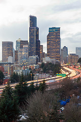 Image showing Homeless Camp Next To Highway Seatle Washington