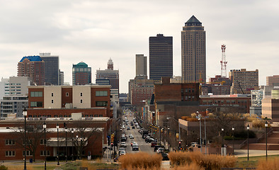 Image showing Downtown Des Moines Iowa Midwest Big City Main Street