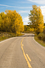 Image showing Open Road Scenic Journey Two Lane Blacktop Highway Fall Color