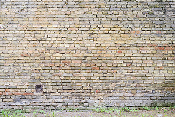 Image showing colorful abandoned grunge cracked brick stucco wall