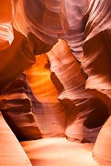 Image showing Sunlight Beams Through Crevasse Sandstone Rock Antelope Slot Can