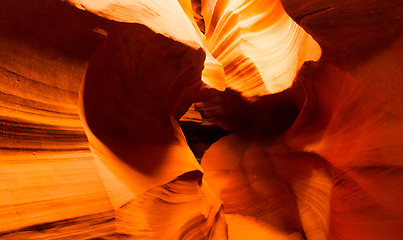 Image showing Sunlight Beams Through Crevasse Sandstone Rock Antelope Slot Can