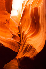 Image showing Sunlight Beams in Sandstone Rock Antelope Slot Canyon Arizona