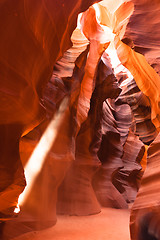 Image showing Sunlight Beams into Antelope Slot Canyon Arizona