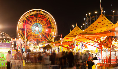 Image showing State Fair Carnival Midway Games Rides Ferris Wheel