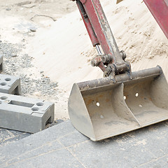Image showing Excavator at building site