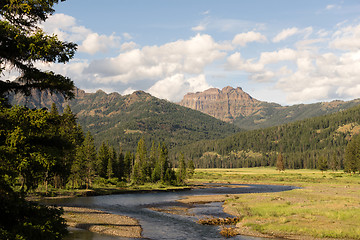 Image showing Lamer River Flows Through Valley Yellowstone National Park