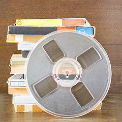 Image showing Vintage magnetic audio tapes, reel to reel type