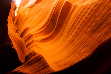 Image showing Sunlight Beams Through Crevasse Sandstone Rock Antelope Slot Can