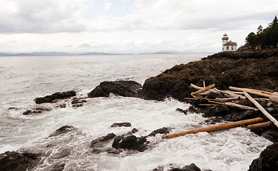 Image showing Lime Kiln Point Lighthouse San Juan Islands Puget Sound Washingt