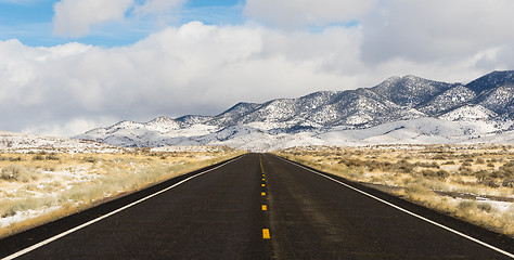 Image showing Winter Landscape Panoramic Great Basin Central Nevada Highway