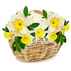 Image showing flowers in the wicker basket