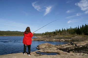 Image showing Woman fishing