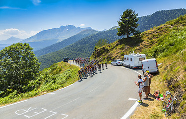 Image showing The Peloton on Col d'Aspin - Tour de France 2015