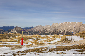 Image showing Ski Domain Wthout Snow in Winter