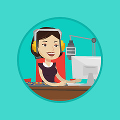 Image showing Female dj working on the radio vector illustration