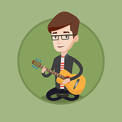 Image showing Man playing acoustic guitar vector illustration.