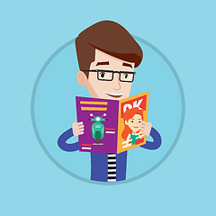 Image showing Man reading magazine vector illustration.