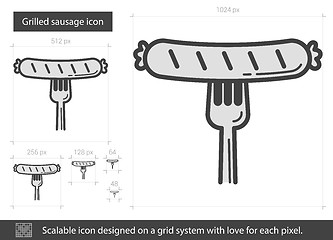 Image showing Grilled sausage line icon.