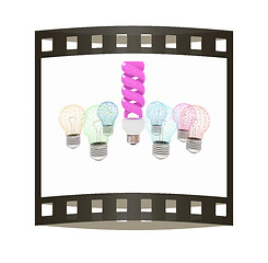 Image showing energy-saving lamps. 3D illustration