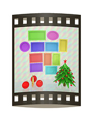 Image showing Set of Christmas and New Year frames and Christmas tree. 3D rend