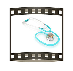 Image showing stethoscope. 3d illustration. The film strip