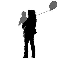 Image showing Silhouette of happy family on a white background. illustration.