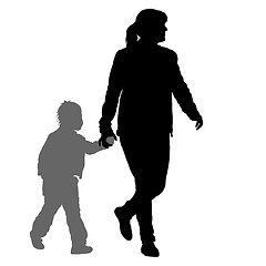 Image showing Silhouette of happy family on a white background