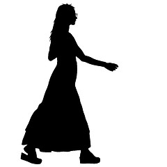 Image showing Black silhouette woman standing, people on white background