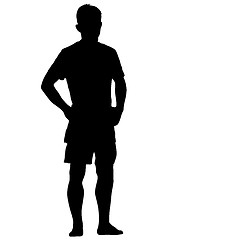 Image showing Black silhouette man standing, people on white background