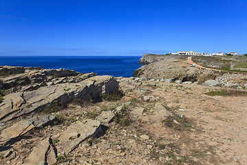 Image showing Rocky Coast Extending into the Sea