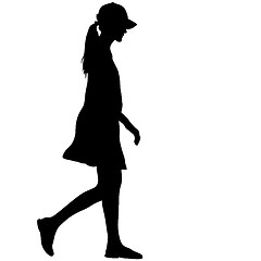 Image showing Black silhouette woman standing, people on white background