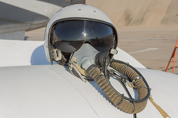 Image showing Helmet and oxygen mask of a military pilot