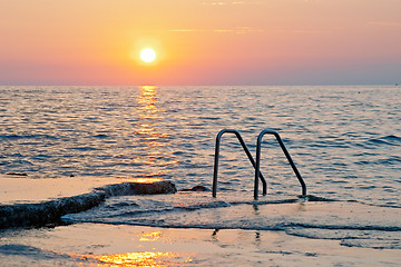 Image showing Spectacular sea sunset from the beach of the naturist camping of Cervar Porec (Parenzo), Istria, Croatia