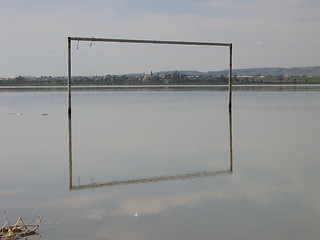 Image showing Goal post reflections. Larnaca. Cyprus