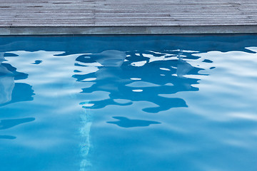 Image showing close up of outdoor swimming pool blue water