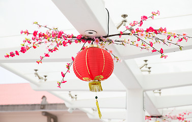 Image showing ceiling decorated with hanging chinese lanterns