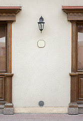 Image showing Cafe exterior, stucco wall background