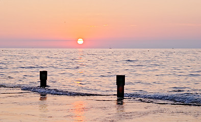 Image showing Spectacular sea sunset from the beach of the naturist camping of Cervar Porec (Parenzo), Istria, Croatia