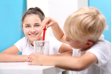 Image showing Physical experiment. The joy of discovery. Physics, experience and experiments.