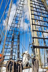 Image showing Standing rigging on an old ship