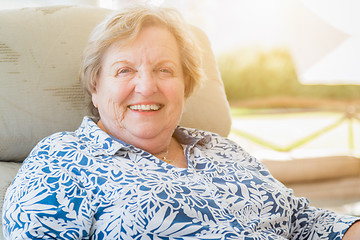 Image showing Pretty Senior Woman Portrait on Patio.