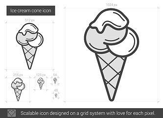 Image showing Ice cream cone line icon.