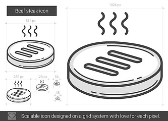 Image showing Beef steak line icon.