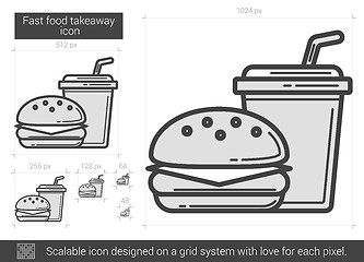 Image showing Fast food takeaway line icon.