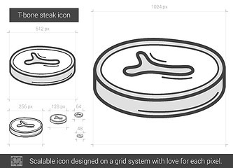 Image showing T-bone steak line icon.