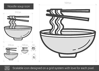 Image showing Noodle soup line icon.