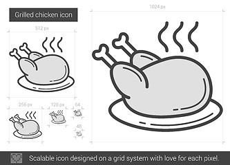 Image showing Grilled chicken line icon.