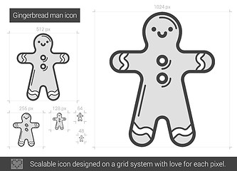 Image showing Gingerbread man line icon.