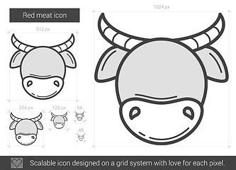 Image showing Red meat line icon.